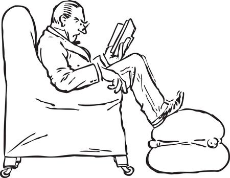 Free Retro Clipart Illustration Of Man Reading Book While Sitting In Chair