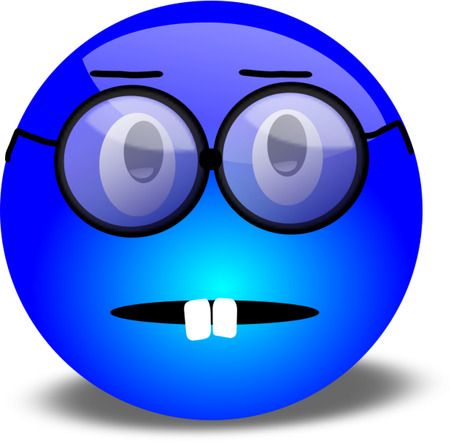 Nerdy Blue Smiley With Overbite and Glasses - Free 3D Clipart Illustrations
