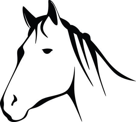 Free Clipart Of A black and white horse head