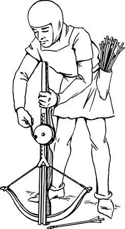 Free Clipart Of A Man Preparing a Crossbow