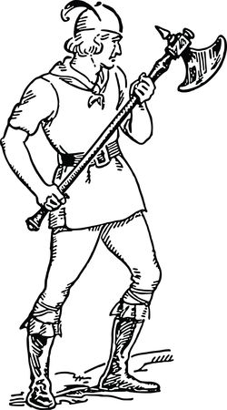 Free Clipart Of A Man Holding a Battle Axe