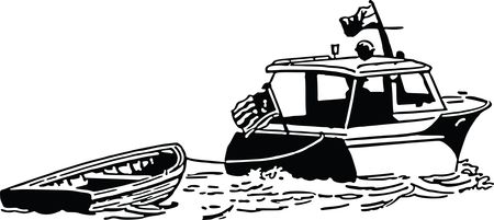 Free Clipart Of A Boat Pulling Another