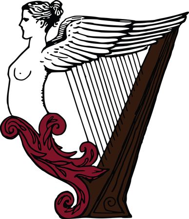 Free Clipart Of A female angel harp