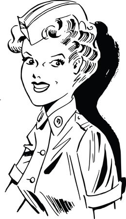 Free Clipart Of A Retro Military Woman