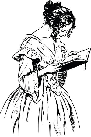 Free Clipart Of A Vintage Woman Reading