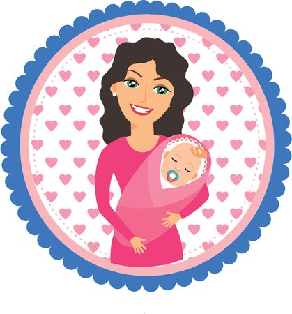 Free Clipart of a Happy Mom Holding Her Baby in a Circle