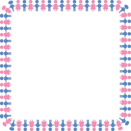Free Clipart Of A square border of boys and girls 