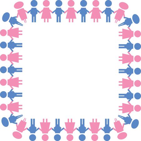Free Clipart Of A square border of boys and girls 