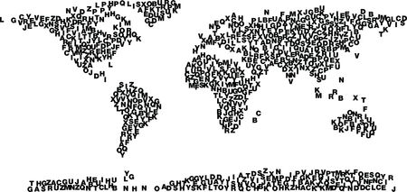 Free Clipart of a World Map Made of ABC letters