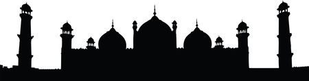 Free Clipart of a Badshahi Mosque Lahore Pakistan Black and White Silhouette