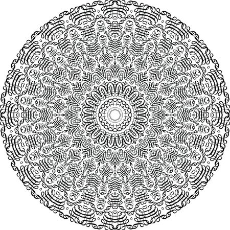 Free Clipart of a Black and White Calligraphic Circle Mandala
