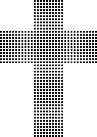 Free Clipart of a Cross Made of Squares or Pixels