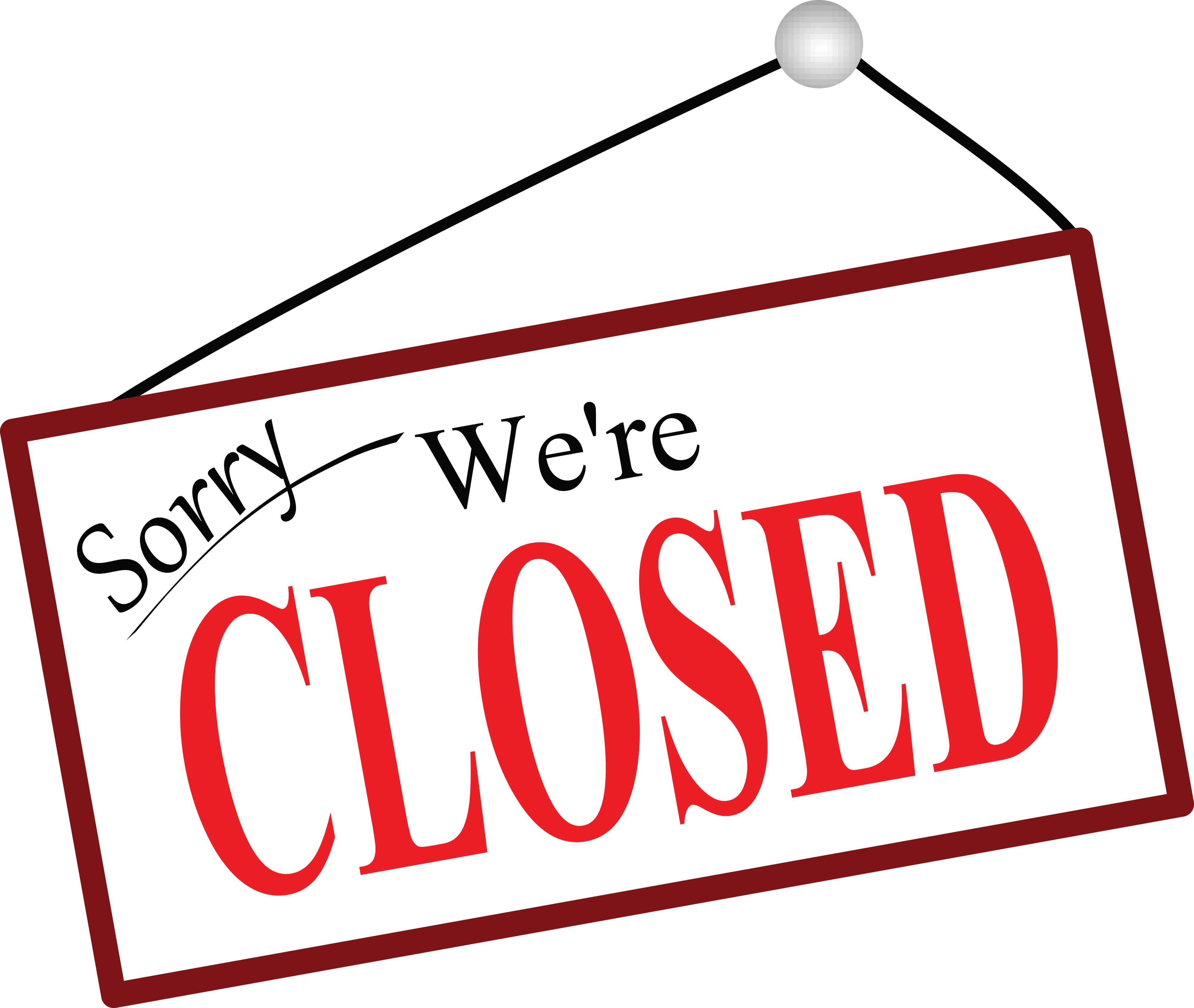 Free Clipart of a Sorry We're Closed Sign