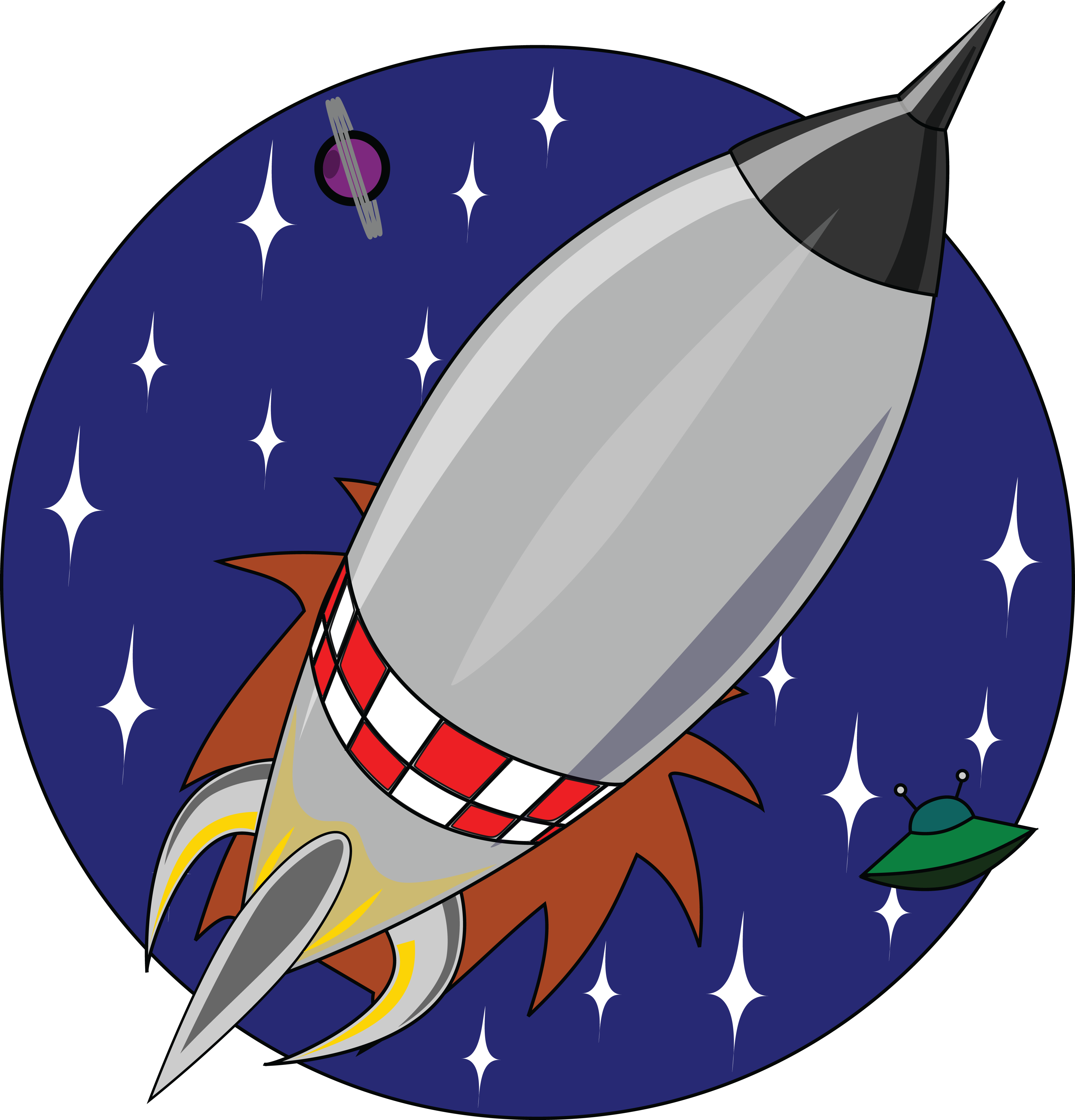 Free Clipart of a Shuttle Rocket in a Circle