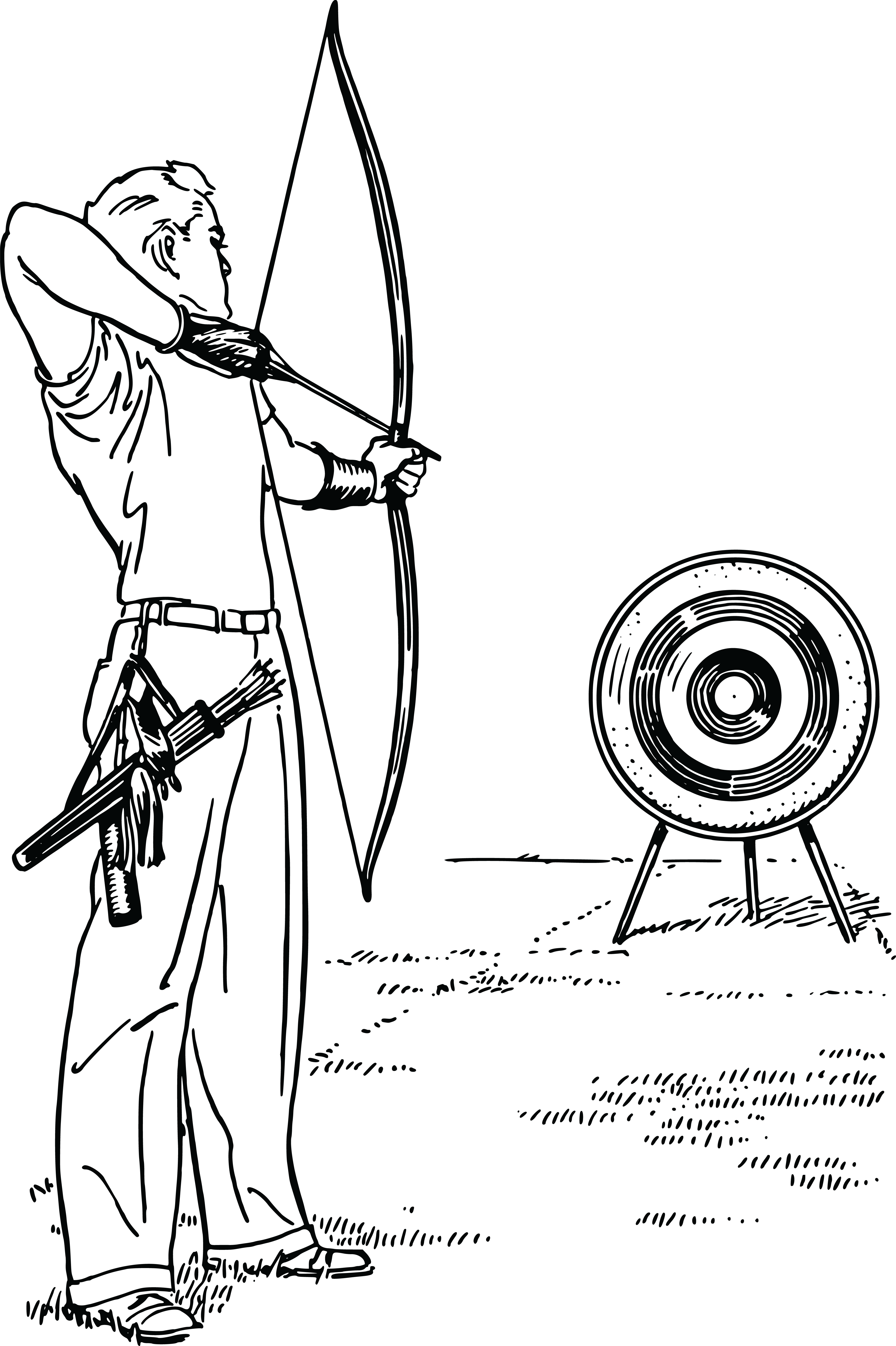Free Clipart Of A black and white male archer