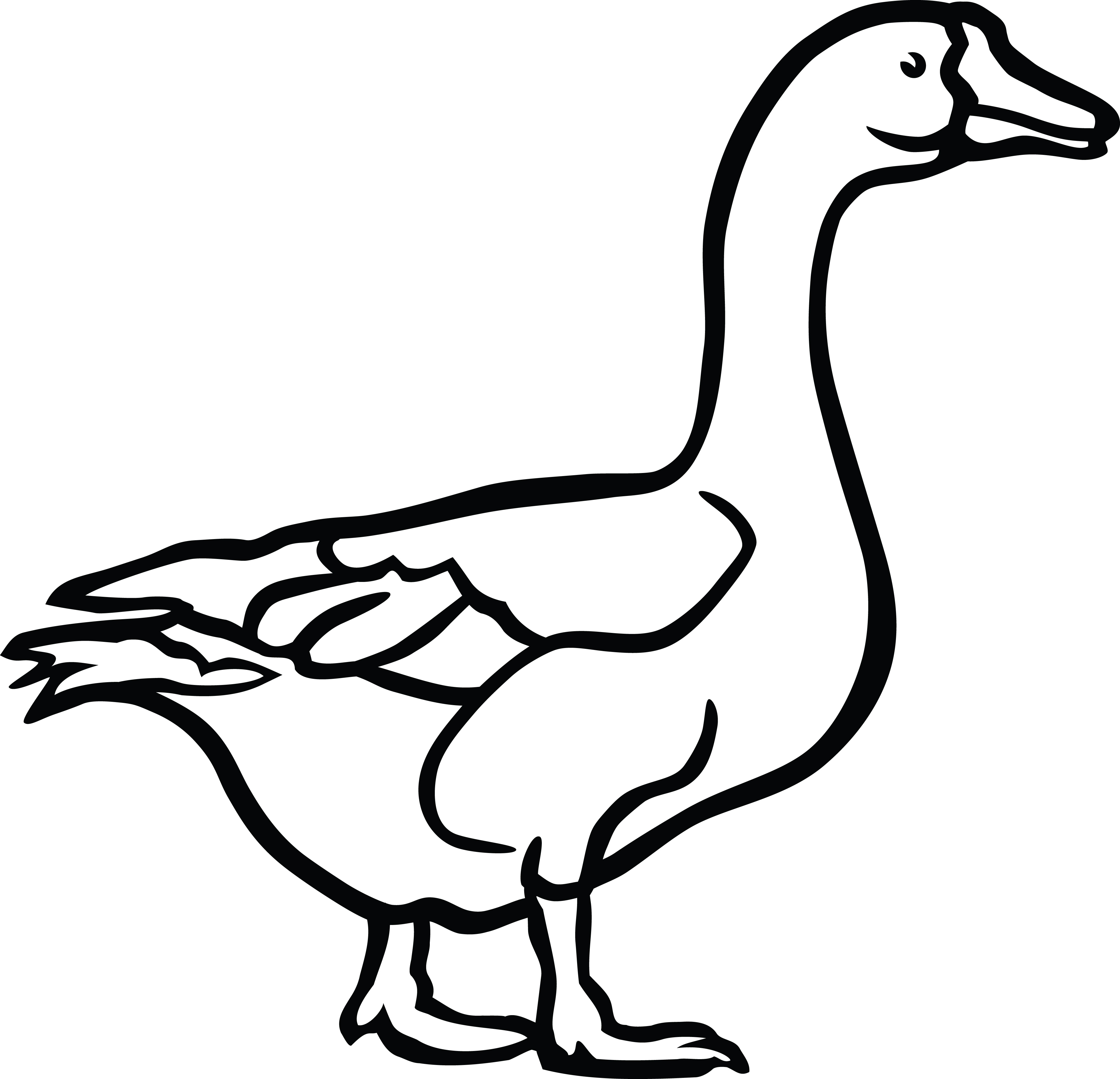 Free Clipart Of A Goose in black and white