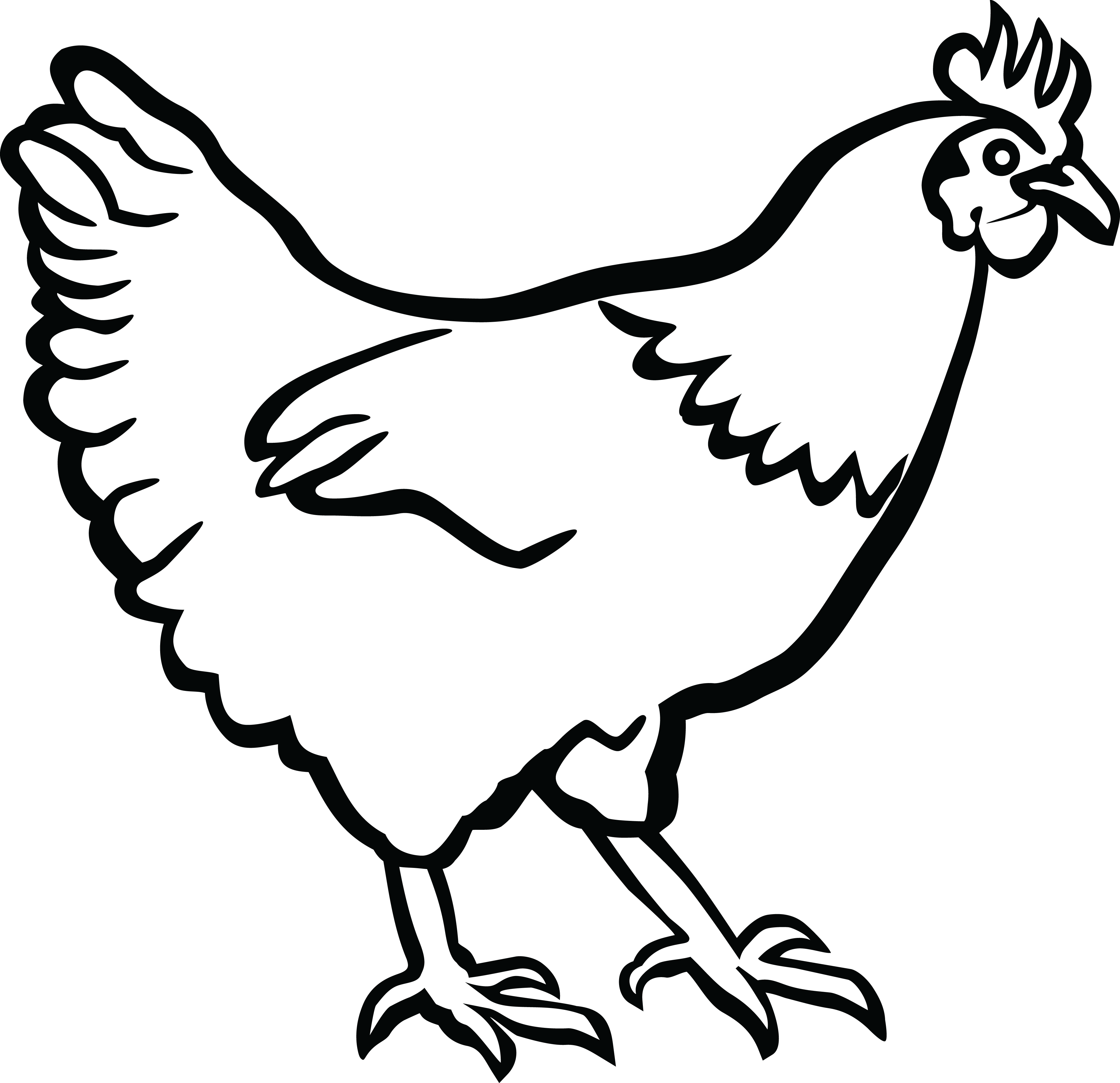 clipart chicken black and white - photo #5