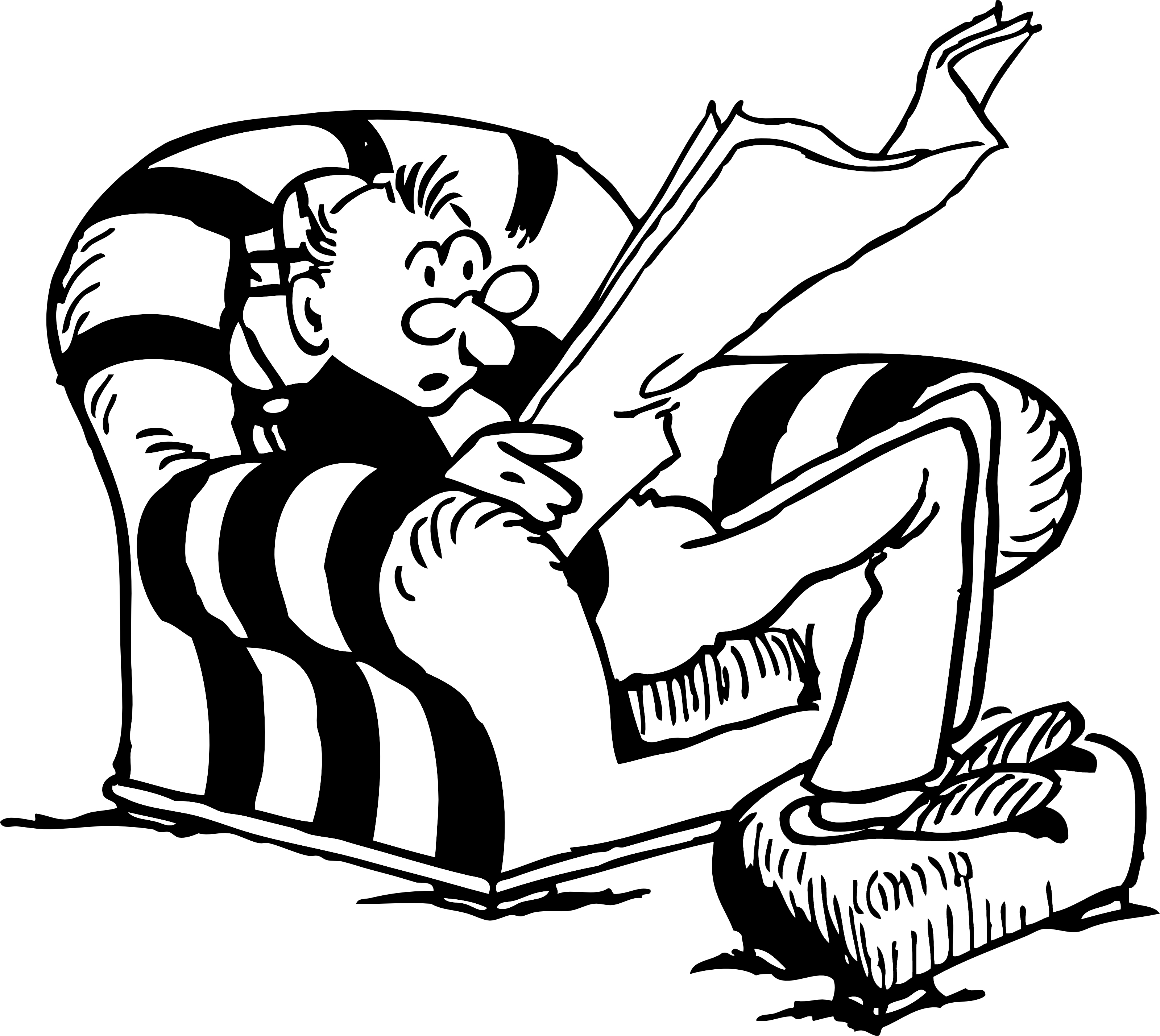 Free Retro Clipart Illustration Of A Man Sitting On Chair While Reading Daily Newspaper