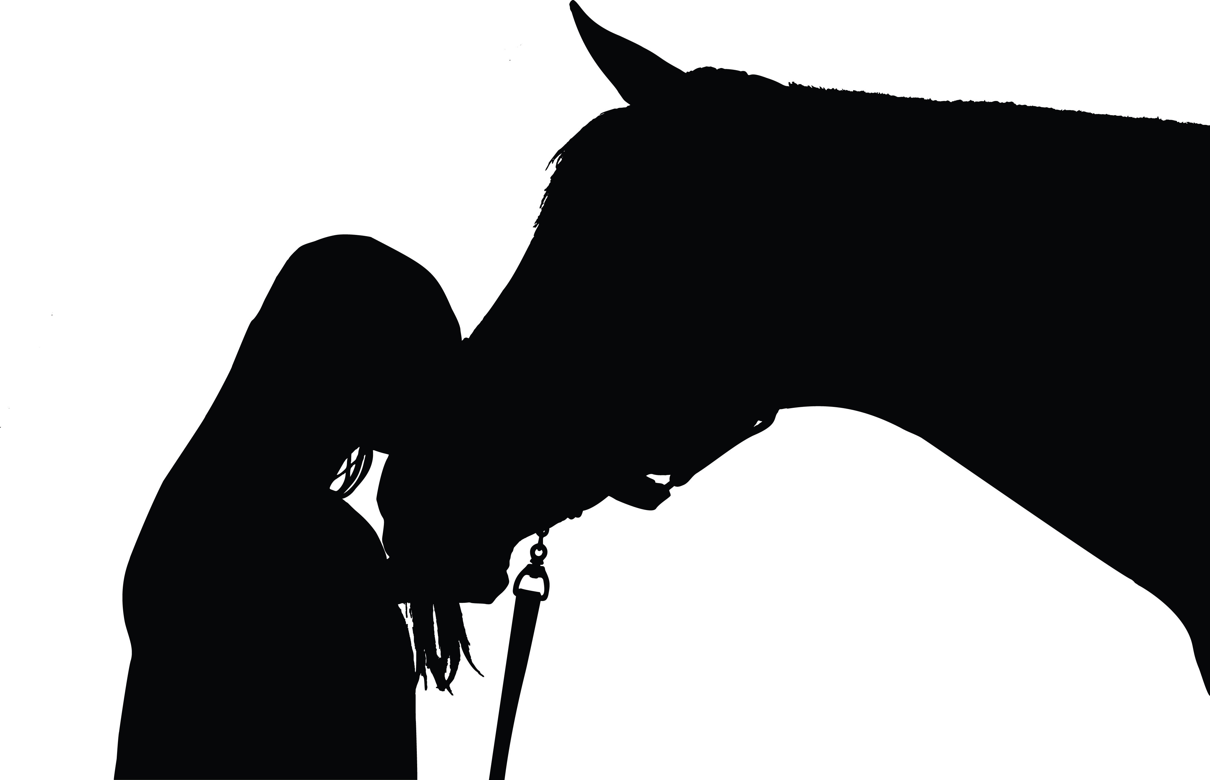 Free Clipart Of A Silhouetted Woman Kissing Her Horse