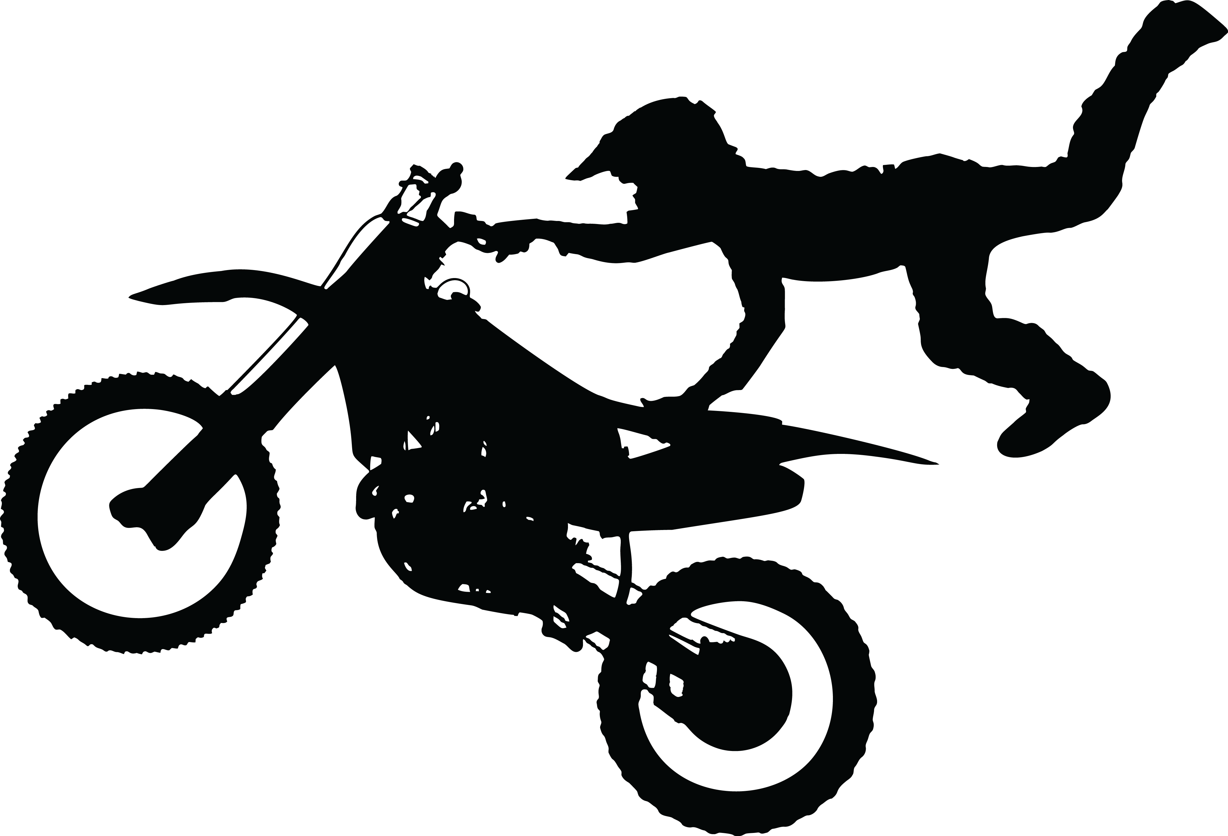 Free Clipart Of A Silhouetted Man Catching Air on a Dirt Bike
