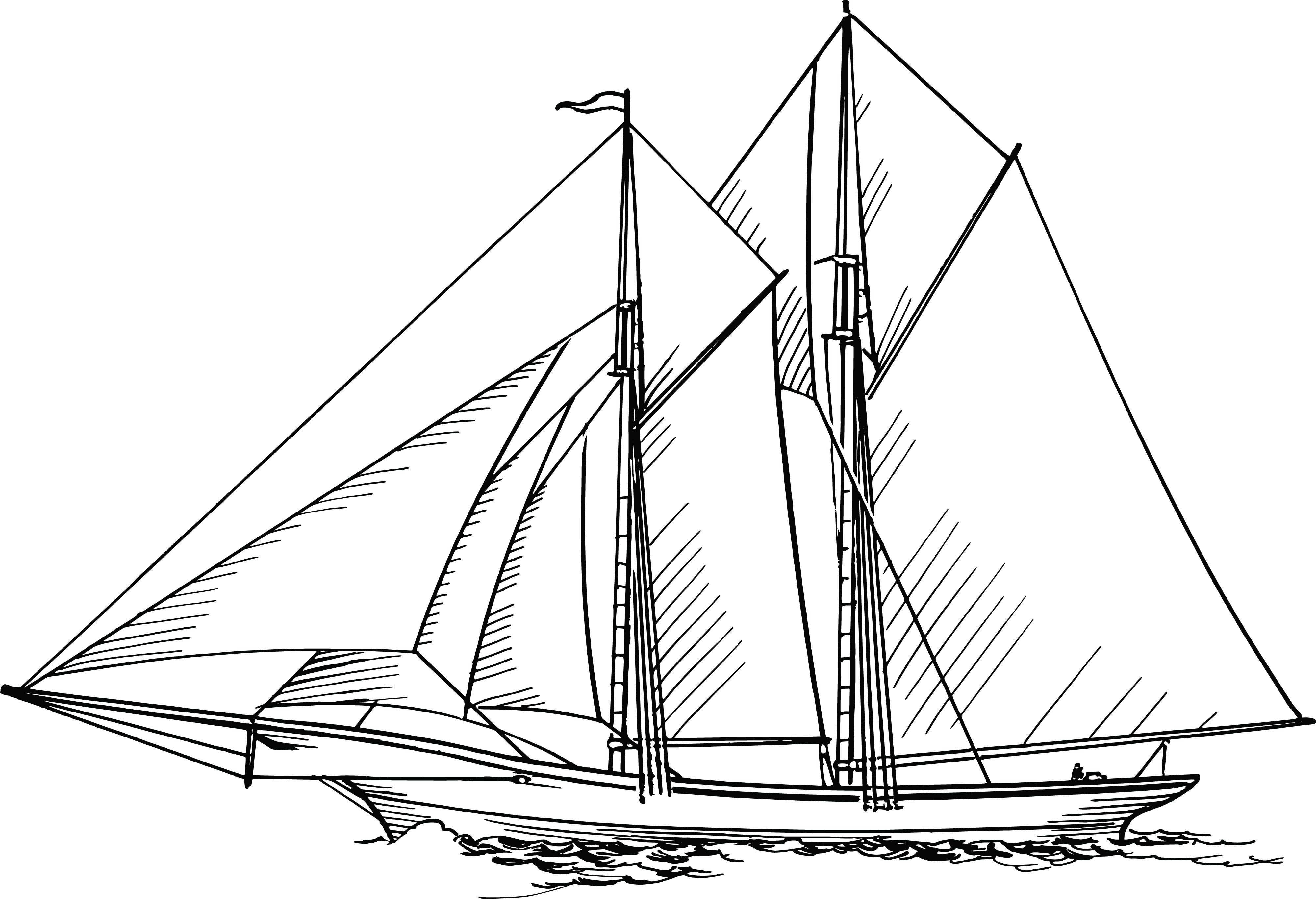 sailboat drawing black and white