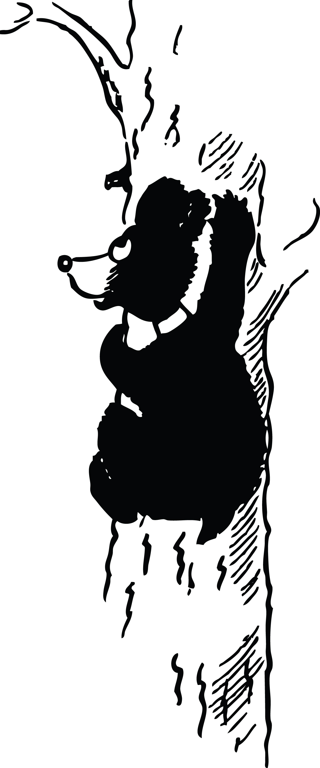 Cartoon Black Bear Cub Climbing A Tree - Free Retro Clipart