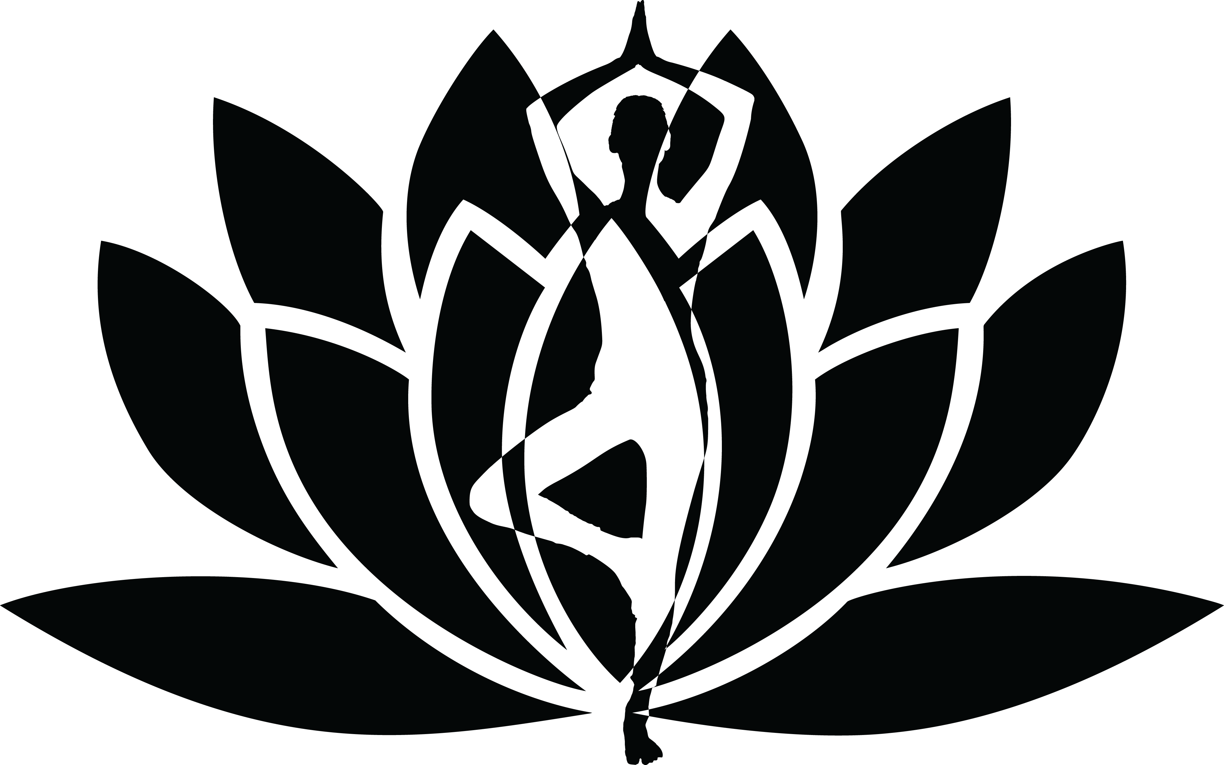 Free Clipart of a Silhouetted Woman Doing Yoga Over a Lotus Flower