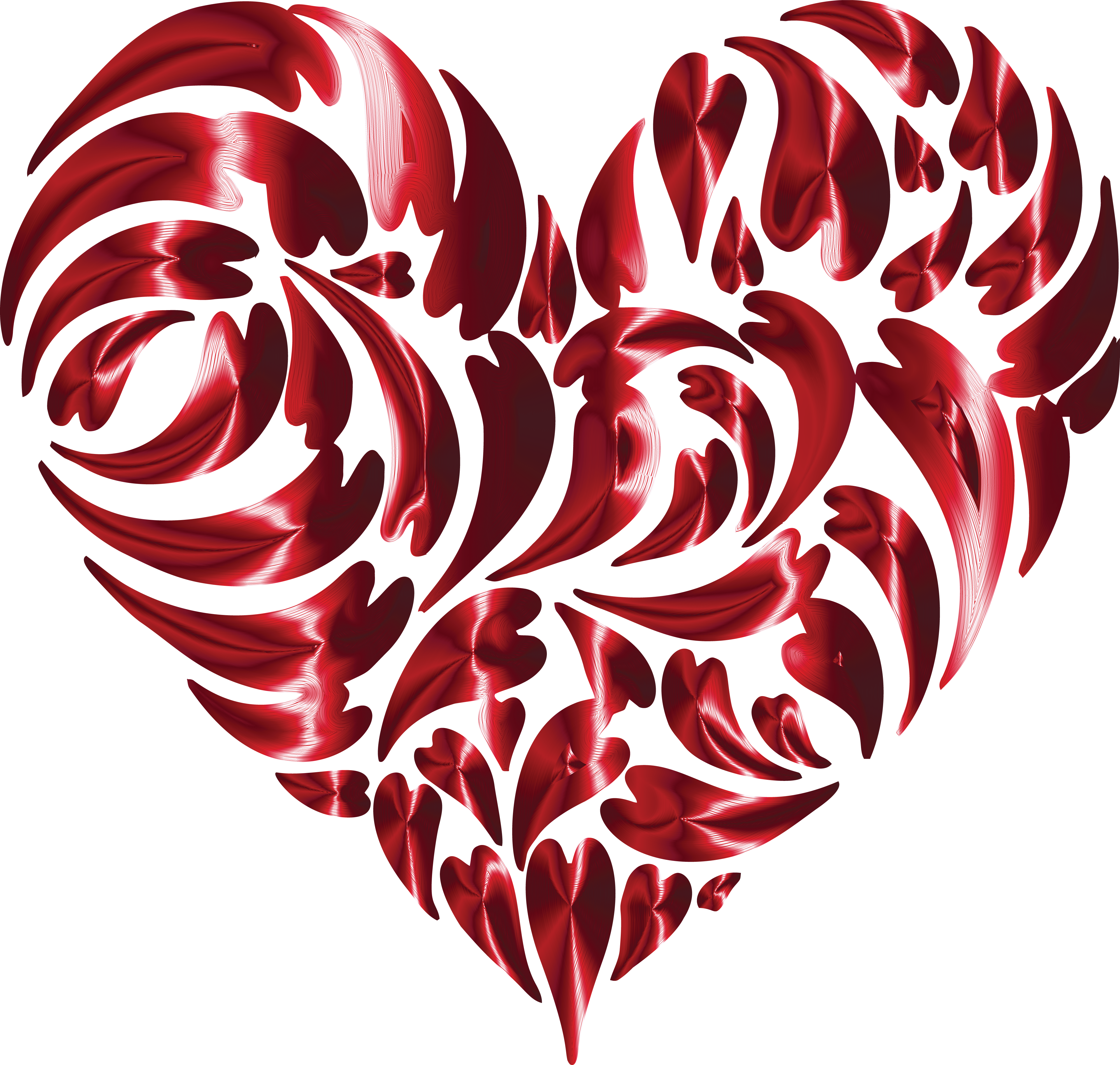 Free Clipart Of A Heart Made of Shiny Red Hearts
